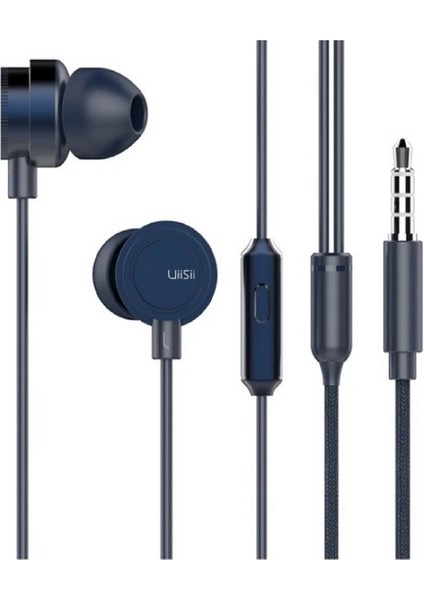 HM13 Mikrofonlu Kulakiçi Dinamik Kulaklık - Titanyum - Güçlü Bas - Mavi