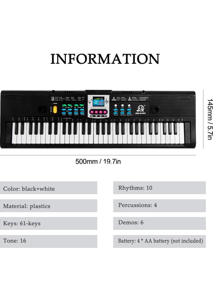 Kkmoon 61 Tuşlar Dijital Müzik Elektronik Klavye Çocuklar (Yurt Dışından)