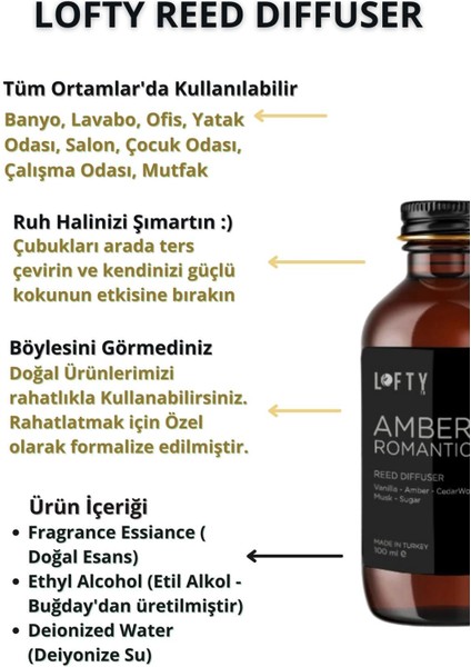 Amber Romantik Bambu Çubuklu Oda Kokusu 100 ml