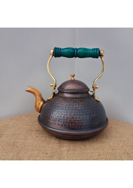 Bakır Çaydanlık Dövme Oksitli İtalyan Tipi 2,1 lt