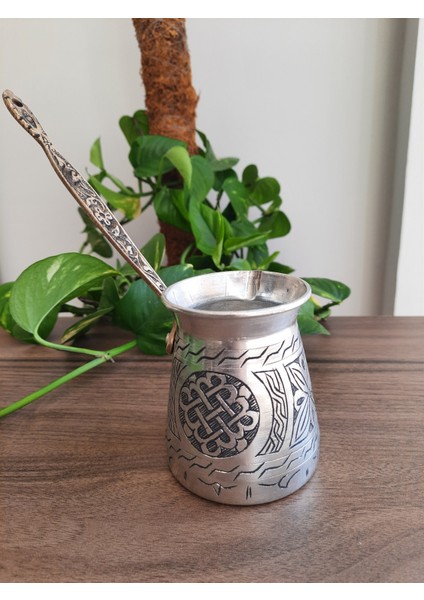 Bakır Cezve Kalın İşlemeli Kalaylı 250 ml