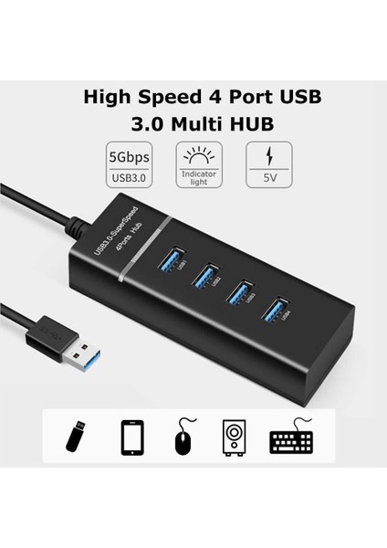 Ata Elektronik 4 Port USB 3.0 Çoklayıcı Hub 30 cm Kablo 30CM Kablolu Super Speed Hızlı