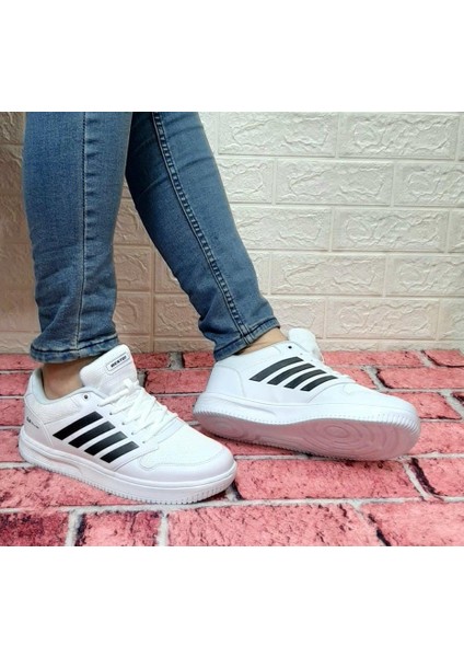 Bestof 074 Beyaz Sneaker Düz Taban Hafif Rahat Spor Çift Ayakkabısı