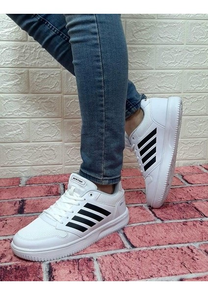Bestof 074 Beyaz Sneaker Düz Taban Hafif Rahat Spor Çift Ayakkabısı