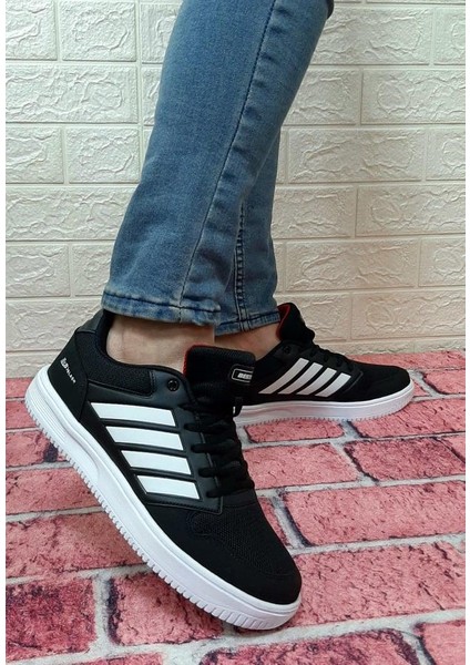 Bestof 074 Siyah Sneaker Düz Taban Hafif Rahat Spor Çift Ayakkabısı