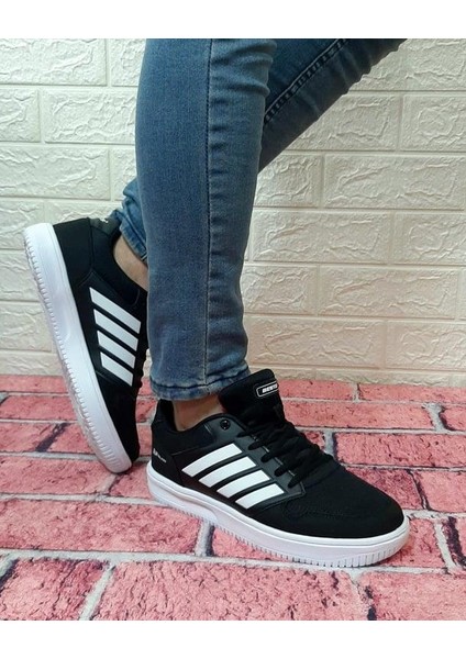 Bestof 074 Siyah Sneaker Düz Taban Hafif Rahat Spor Çift Ayakkabısı