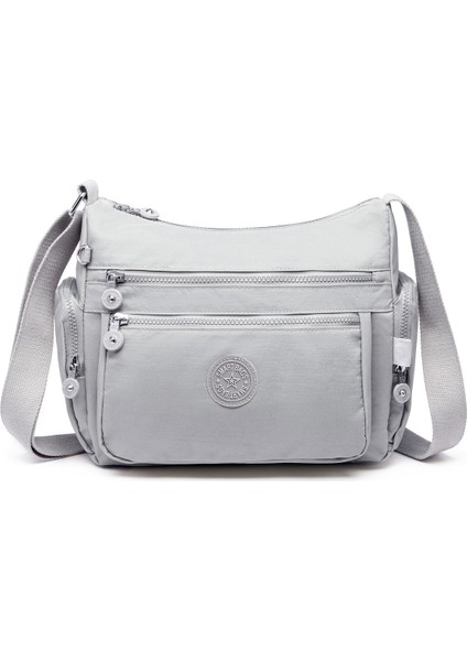Krinkıl Kumaş Su Geçirmez Kadın Çapraz Çanta BC 1115 - Açık Gri
