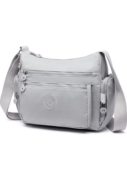 Krinkıl Kumaş Su Geçirmez Kadın Çapraz Çanta BC 1115 - Açık Gri modelleri