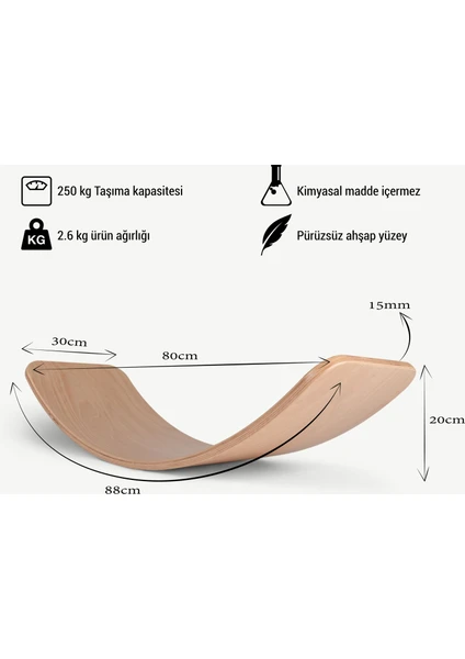 Denge Tahtası Balance Board Doğal Ahşap Çocuk Oyuncak