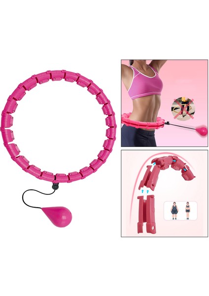 Akıllı Ağırlıklı Hoop 24 Knot Karın Egzersiz Fitness Masaj Çemberler Yüzük Pembe (Yurt Dışından)