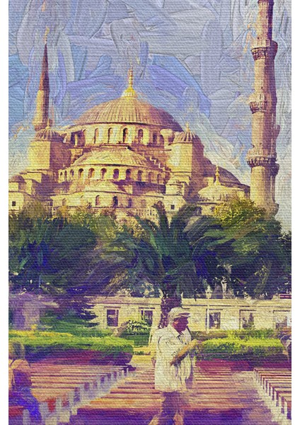 Sultan Ahmet Camii Yağlıboya Görünüm Dekoratif Kanvas Duvar Tablosu modelleri