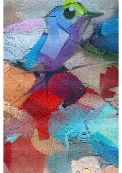 Modern Soyut Tarzda Çiçekler ve Kuş Dekoratif Kanvas Duvar Tablosu modelleri