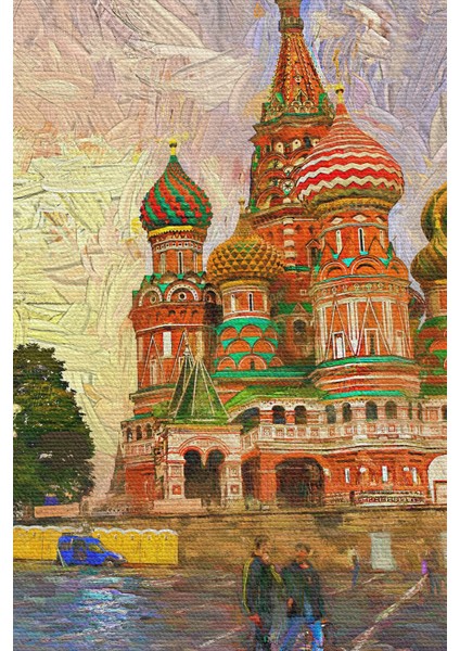 Kızıl Meydan'da Moskova Kremlin ve Aziz Vasil Katedrali Kanvas Tablosu modelleri