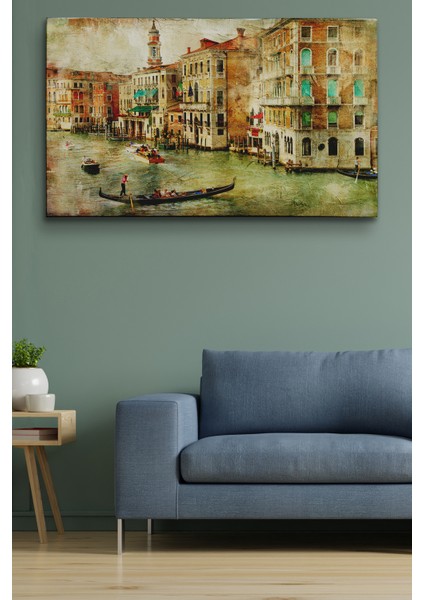 Venedik Kanalları Yağlıboya Çalışması Dekoratif Kanvas Duvar Tablosu