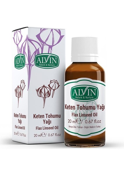 Keten Tohumu Yağı, Soğuk Sıkım, %100 Saf ve Doğal, 20 ml