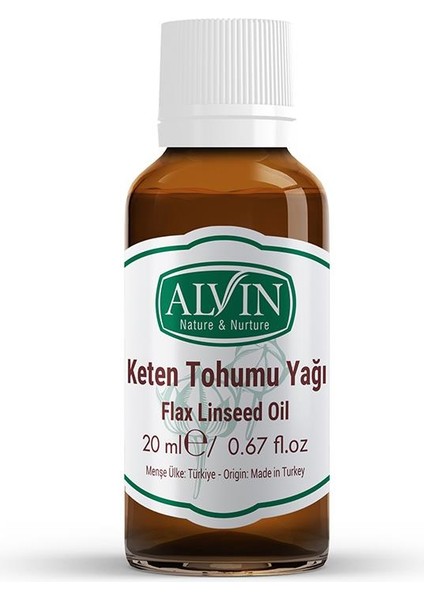 Keten Tohumu Yağı, Soğuk Sıkım, %100 Saf ve Doğal, 20 ml