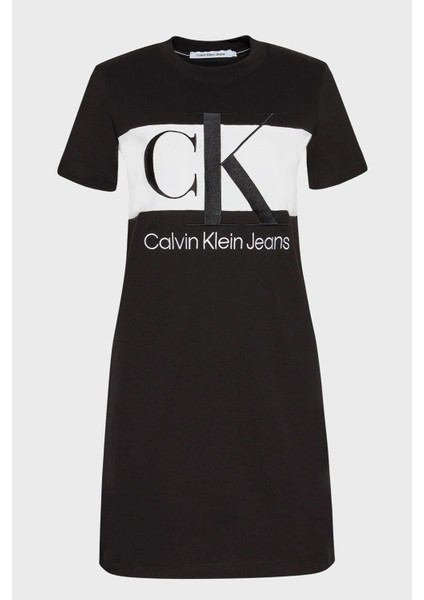 Calvin Klein Pamuklu Regular Fit Bisiklet Yaka Mini Elbise Bayan Elbise J20J218862 Beh