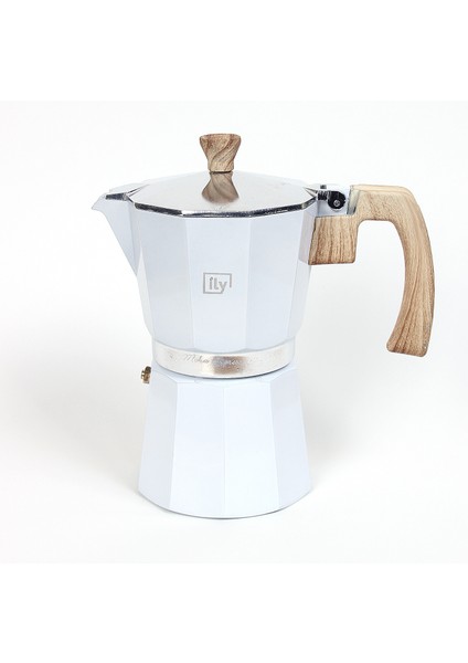 Bambu Saplı Mokapot 6 Cup Beyaz