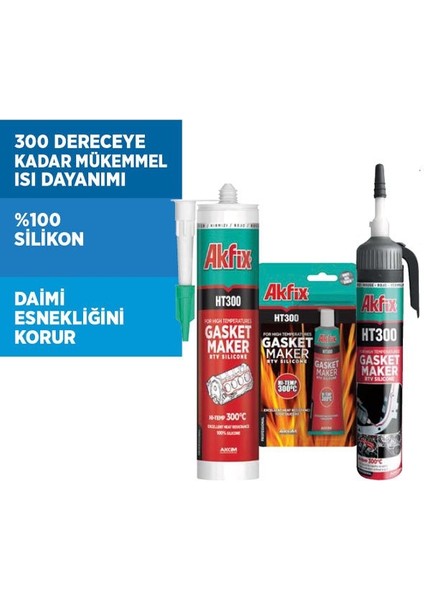 Akfix HT300 Isı Silikonu Kırmızı 280 ml