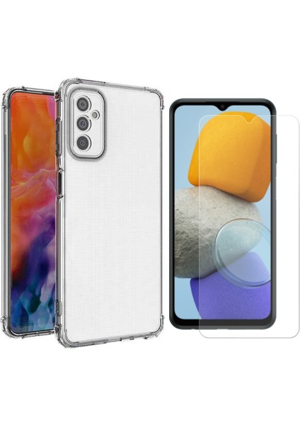 Samsung Galaxy M23 5g ile Uyumlu Şeffaf Köşeleri Korumalı Kılıf ve Temperli Cam Ekran Koruyucu