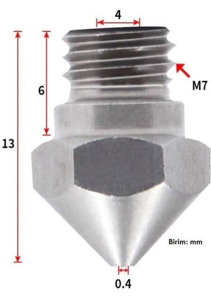 0.4mm Çelik Nozzle MK10-4MM-M7