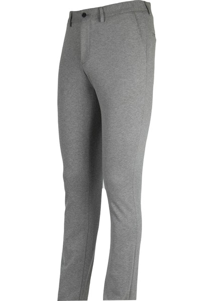 Gri Kendinden Desenli 6 Drop Slim Fit Pantolon