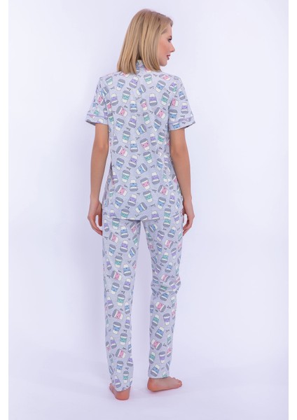1841 Eat Sleep Coffee Repeat Grimelanj Gömlek Pijama Takımı