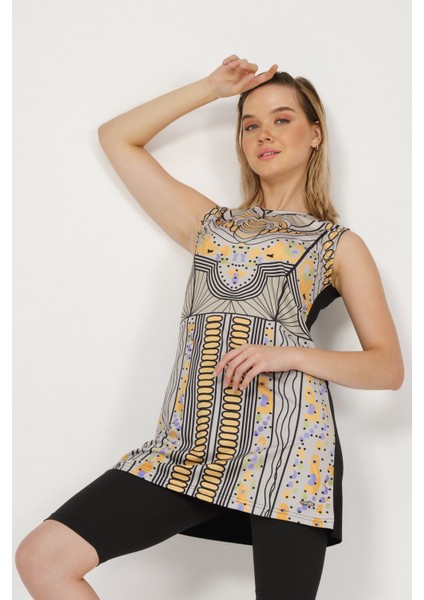 Çiçek Desenli Sıfır Kol Yarı Kapalı Mayo fırsatları