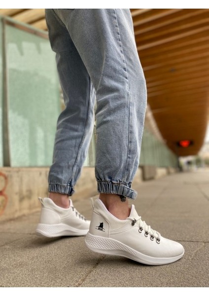 XON1601 Bağcıklı Rahat Yüksek Taban Beyaz Casual Erkek Spor Ayakkabı