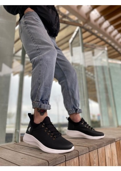 XON1601 Bağcıklı Rahat Yüksek Taban Siyah Beyaz Casual Erkek Spor Ayakkabı fiyatları