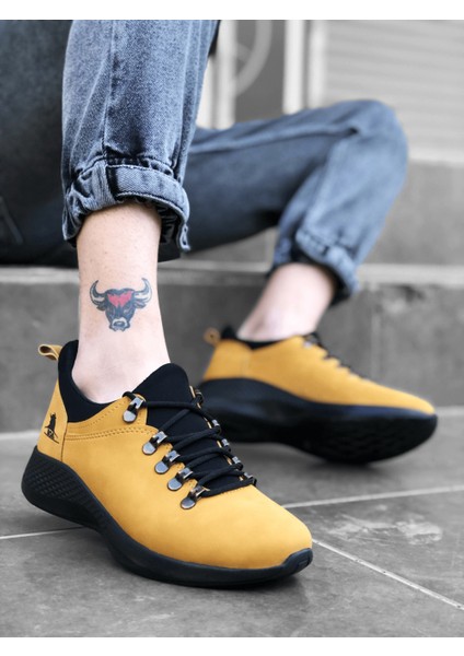XON1601 Bağcıklı Rahat Kalın Taban Camel Sarı Siyah Erkek Spor Ayakkabı fiyatları