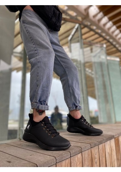 XON1601 Bağcıklı Rahat Yüksek Taban Siyah Casual Erkek Spor Ayakkabı modelleri