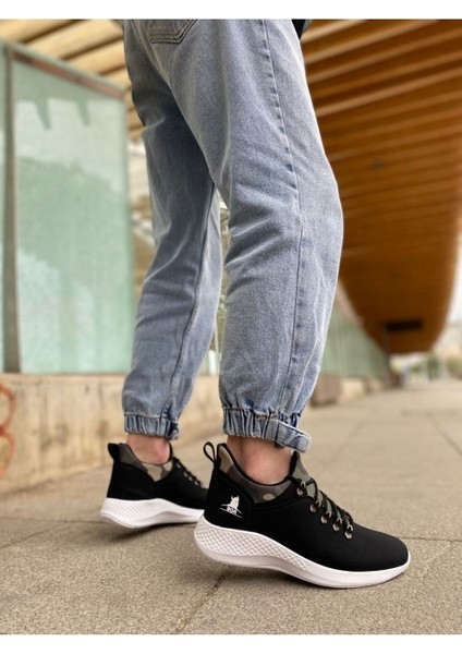 XON1601 Bağcıklı Rahat Yüksek Taban Siyah Kamuflaj Casual Erkek Spor Ayakkabı fiyatları