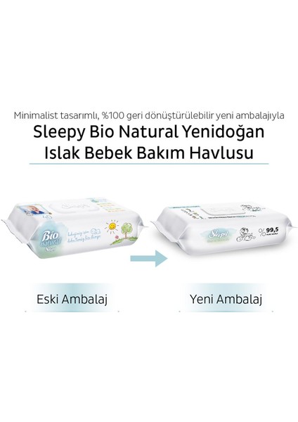 Bio Natural Yenidoğan Islak Bebek Bakım Havlusu 6X40 (240 Yaprak)