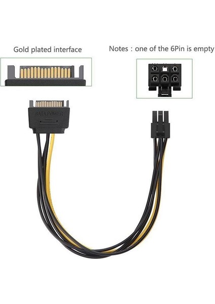 Sata 15 Pin Erkek 6 Pin Dişi Pcı-E Grafik Ekran Kartı Güç Kablosu