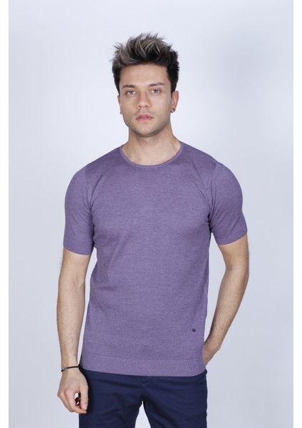 Bisiklet Yaka Kısa Kollu Pamuk Kazak