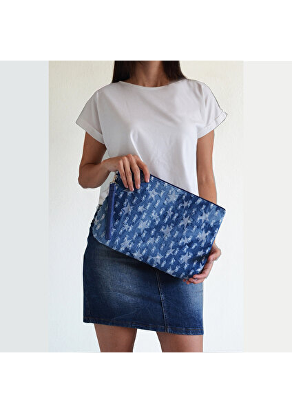 Filiz Engin Yıldız Desenli Jean Clutch