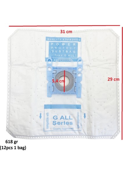 Bosch Uyumlu Bgl 8SIL59D Elektrikli Süpürge Power Kutulu 12 Adet Toz Torbası