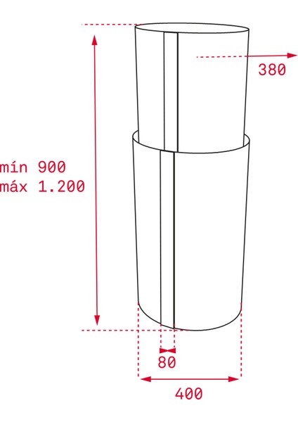 CC 485 Ada Tipi Davlumbaz 771 m³/h Inox 40 cm 40480330