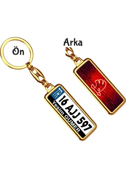 Kişiye Özel Skoda Neon Kırmızı Logo Tema Plaka Anahtarlık
