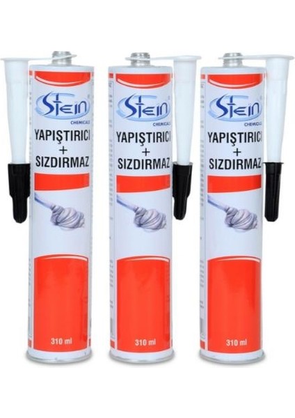 Stein Pu 50 Adhesive - Poliüretan Mastik 3 Adet 310 ml Siyah