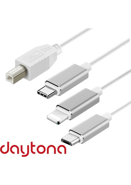 ADS-501 3ın1 USB B To Micro-Lightning-Type-C Telefon Bilgisayar Tablet Için Piyano Mıdı Org Elektrikli Piyano Konnektörü Çevirici Otg Kablo