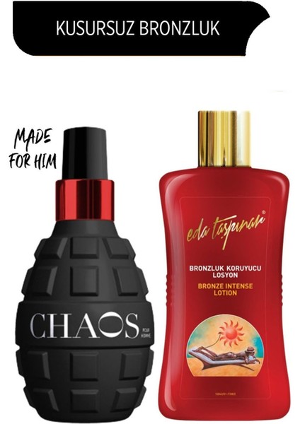 Chaos Pour Homme Bronzing Bomb & Bronzluk Koruyucu Losyon (200 ml X 2 Çeşit)