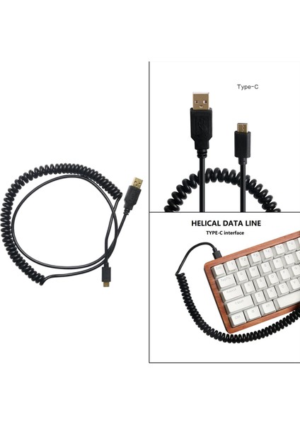 Yüksek Kaliteli V2 Tip C Mekanik Klavye İçin Coıled Kablo Kordon Tel 6.6ft Siyah (Yurt Dışından)