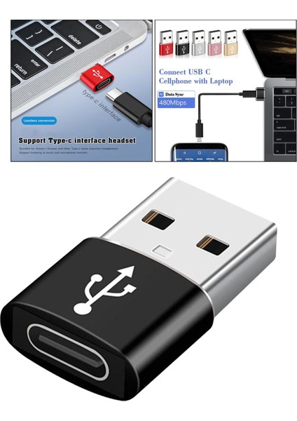 Alüminyum Alaşım Çok Işlevli 2-In-1 USB USB C Adaptörü Tipi-C USB Standart Siyah (Yurt Dışından)