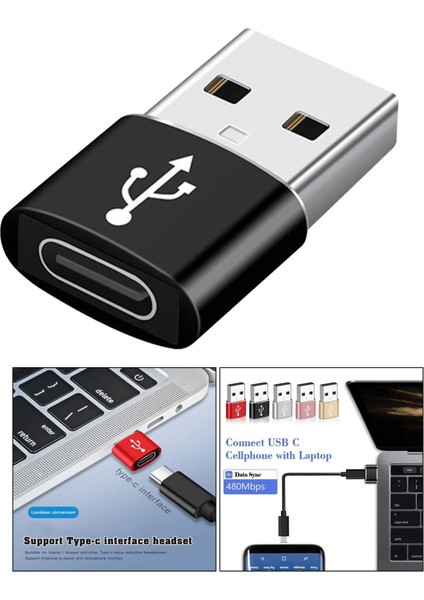 Alüminyum Alaşım Çok Işlevli 2-In-1 USB USB C Adaptörü Tipi-C USB Standart Siyah (Yurt Dışından)