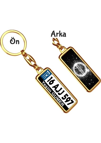 Kişiye Özel Volvo Parıltı Beyaz Logo Tema Plaka Anahtarlık