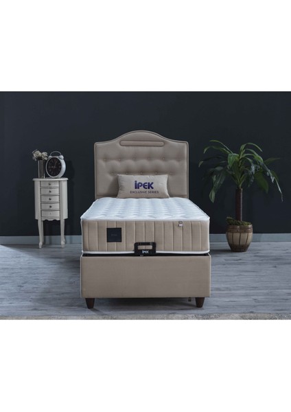 Ipek Mobilya Nima 3 Lü Set ( Baza + Başlık + Yatak ) Tek Kişilik ( Bej ) 90X190