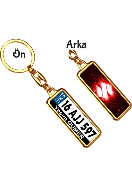 Kişiye Özel Suziki Parıltı Kırmızı Logo Tema Plaka Anahtarlık