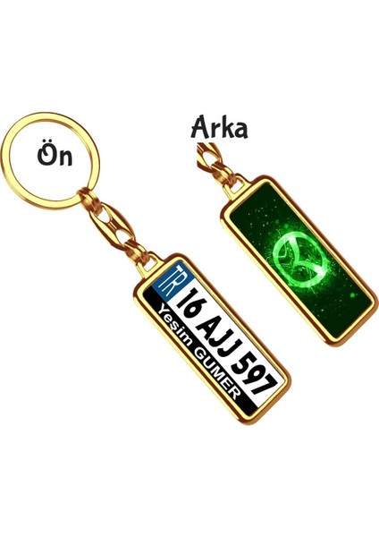 Kişiye Özel Mazda Parıltı Koyu Yeşil Logo Tema Plaka Anahtarlık